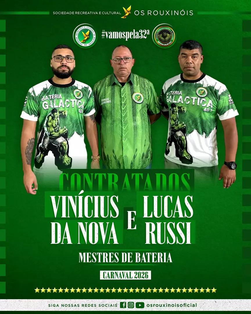 OS ROUXINÓIS ANUNCIAM SEUS NOVOS DIRETORES DE BATERIA PARA 2026