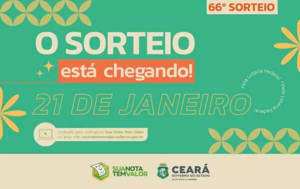 Está chegando: 66º sorteio do Sua Nota Tem Valor será nesta quarta-feira (21)