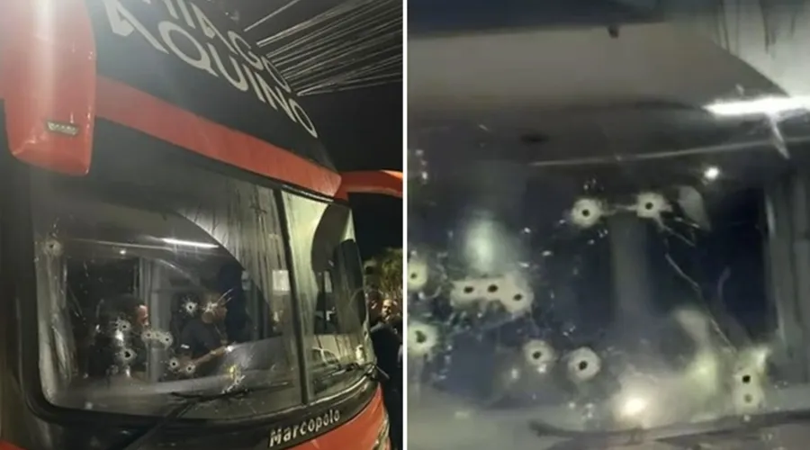 Ônibus de Thiago Aquino é alvejado por criminosos e cantor se manifesta: ‘Assustador’