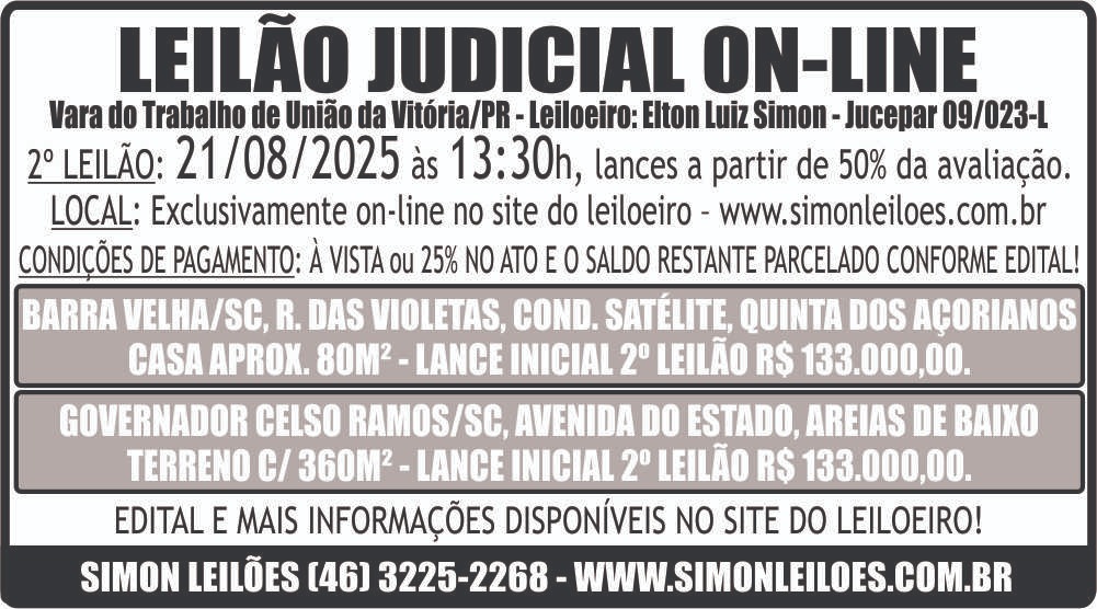 LEILÃO JUDICIAL ON LINE