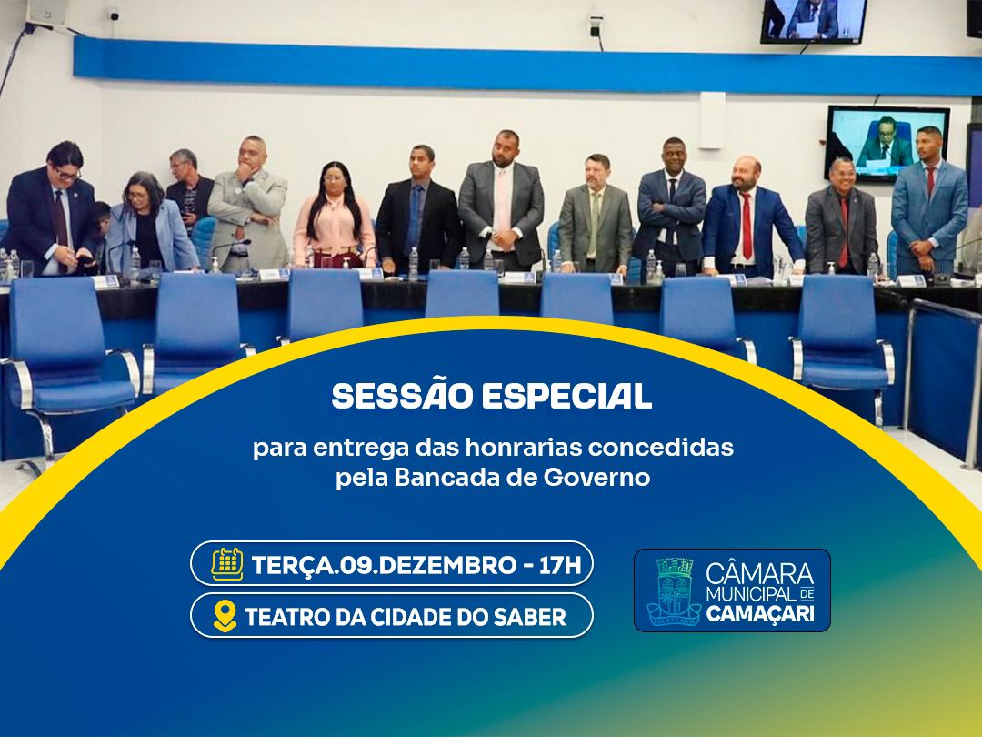 Sessão especial para entrega das honrarias acontece nesta terça (09)na Cidade do Saber